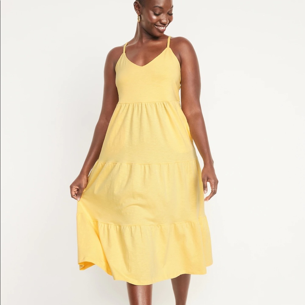 Old Navy Tiered Slub Knit Midi Cami Swing Dress